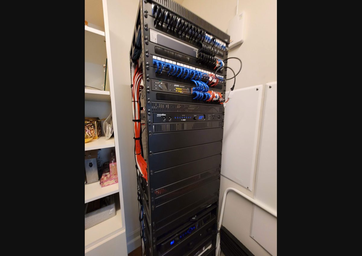 AV rack service in Houston for Control4, Crestron, network, source, and power troubleshooting