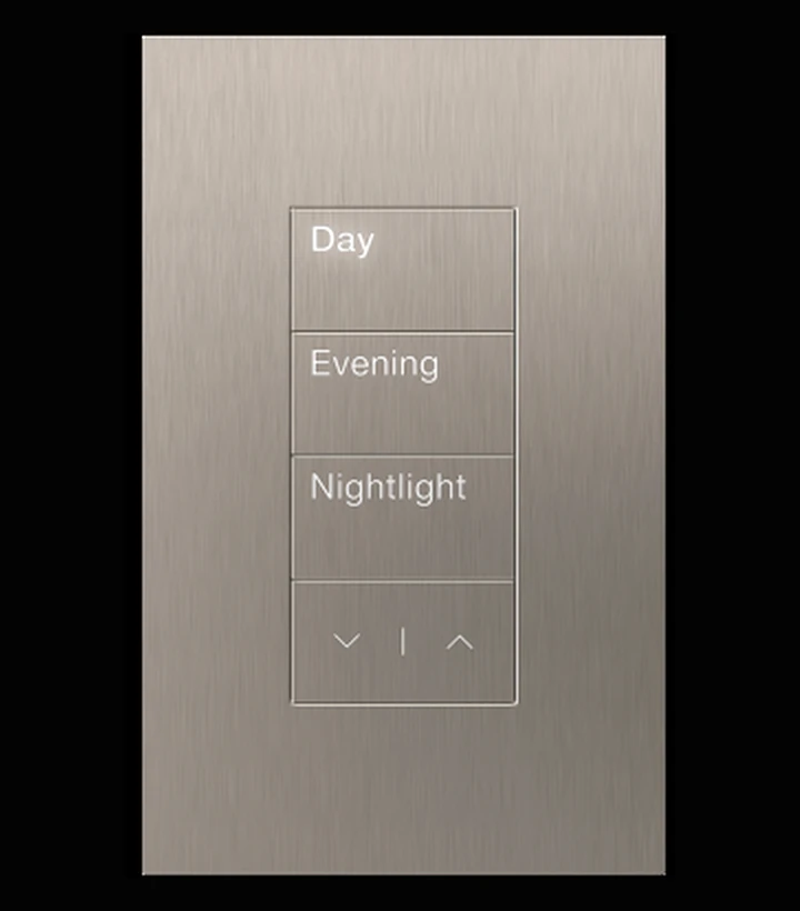 Engraved smart lighting keypad with day evening and nightlight scenes