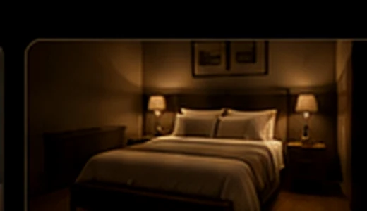 Goodnight scene with bedroom lighting and shades